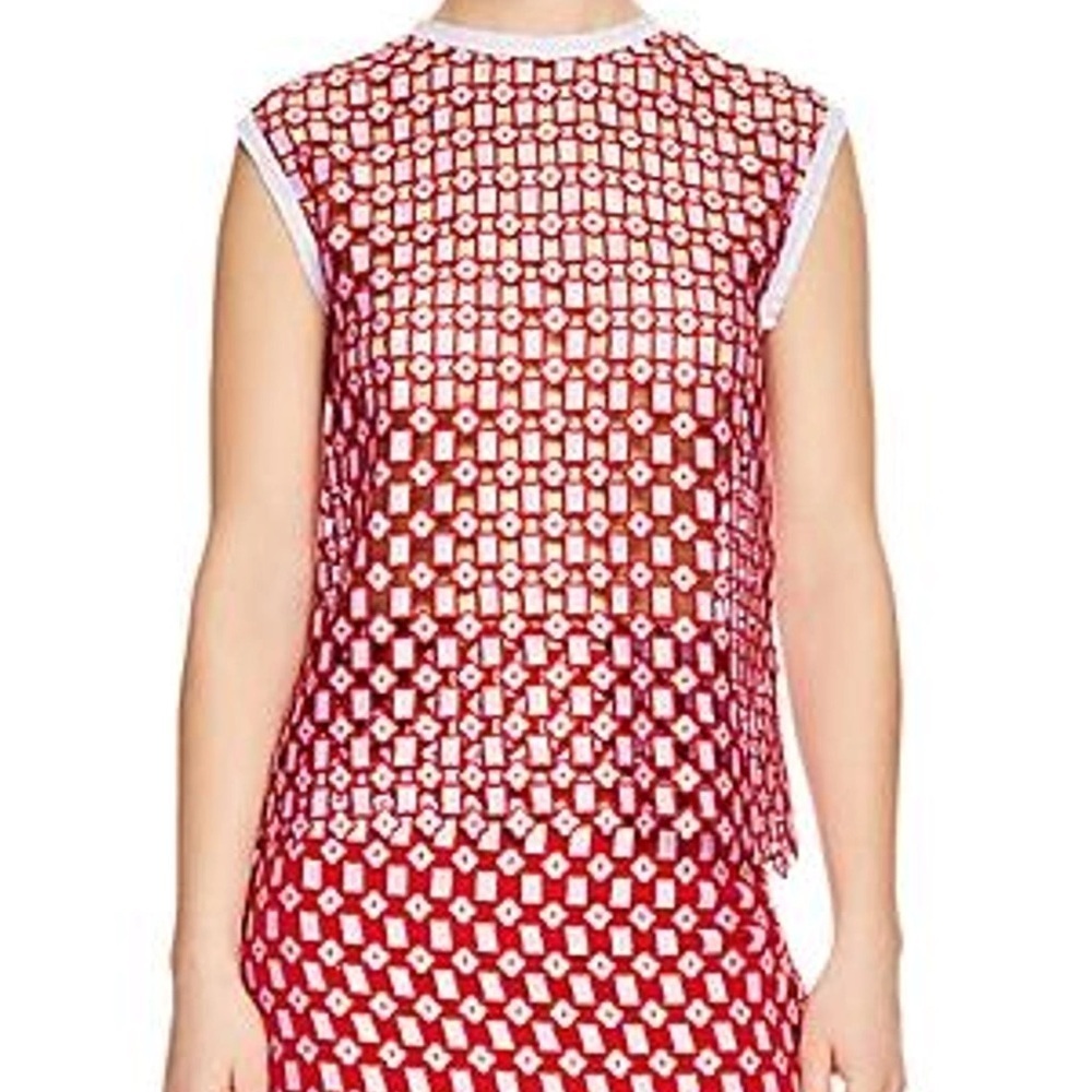 SANDRO Yonna Geometric Openwork Lace Top In Red (104)